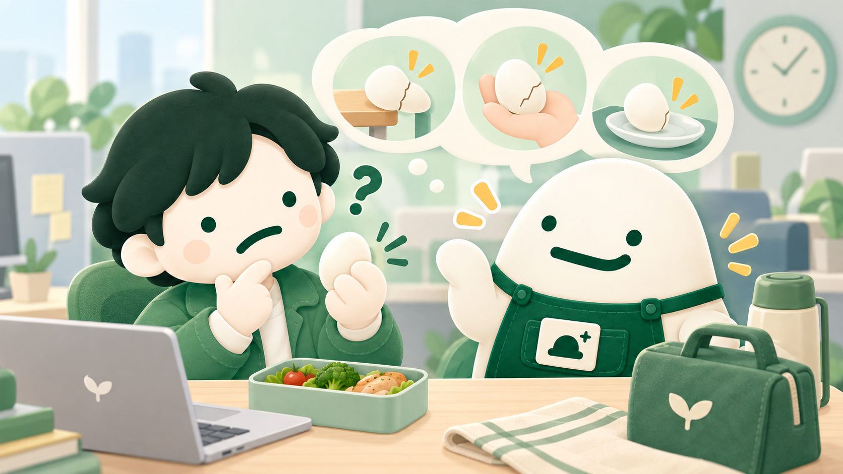ゆで卵、どこで割る？ サムネイル