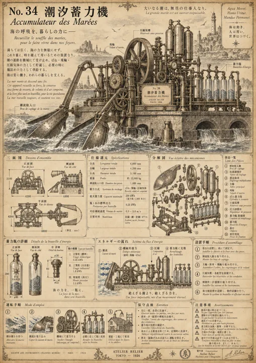 潮汐蓄力機 設計図